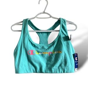 Champion New Authentic Script Logo Sports Bra Teal XL